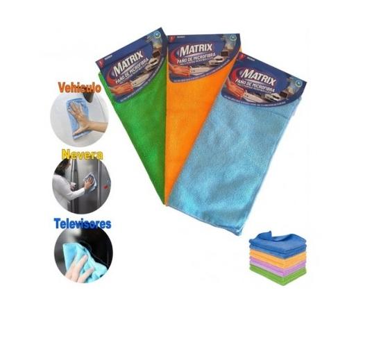 JUEGO PANOS DE LIMPIEZA 30CMX30CM 3 PIEZAS COLORES