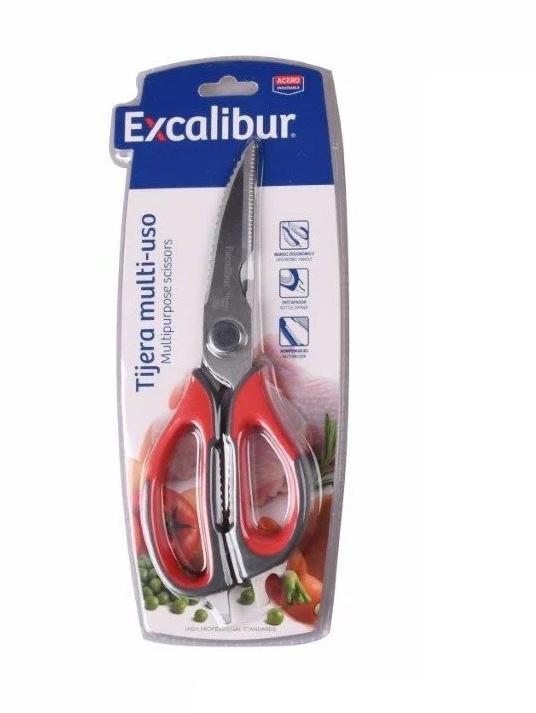 TIJERA DE COCINA MULTIFUNCIONAL ACERO 23CM 5 EN 1 EXCALIBUR