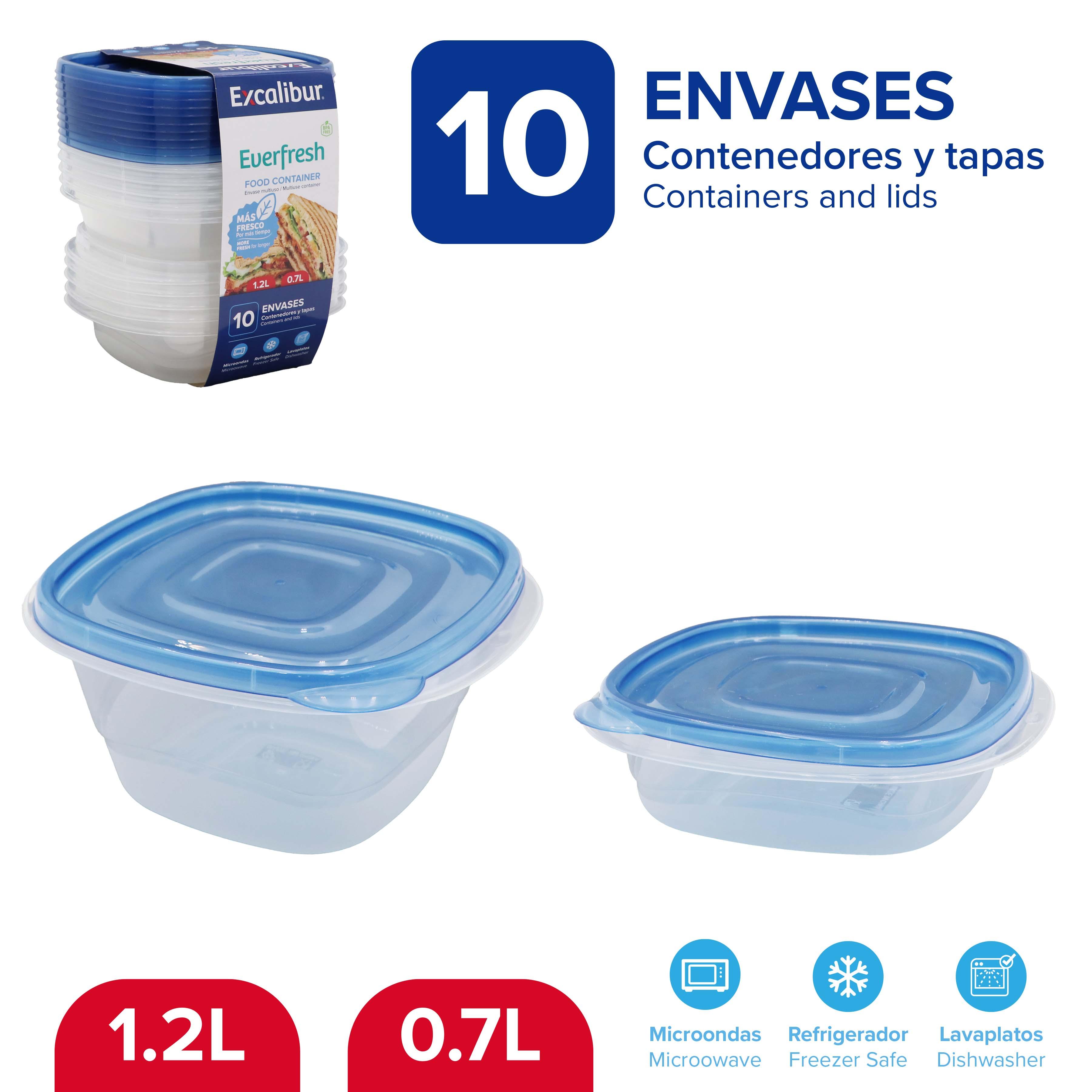 SET DE 10 ENVASES DE PLASTICO CON TAPA G 0D