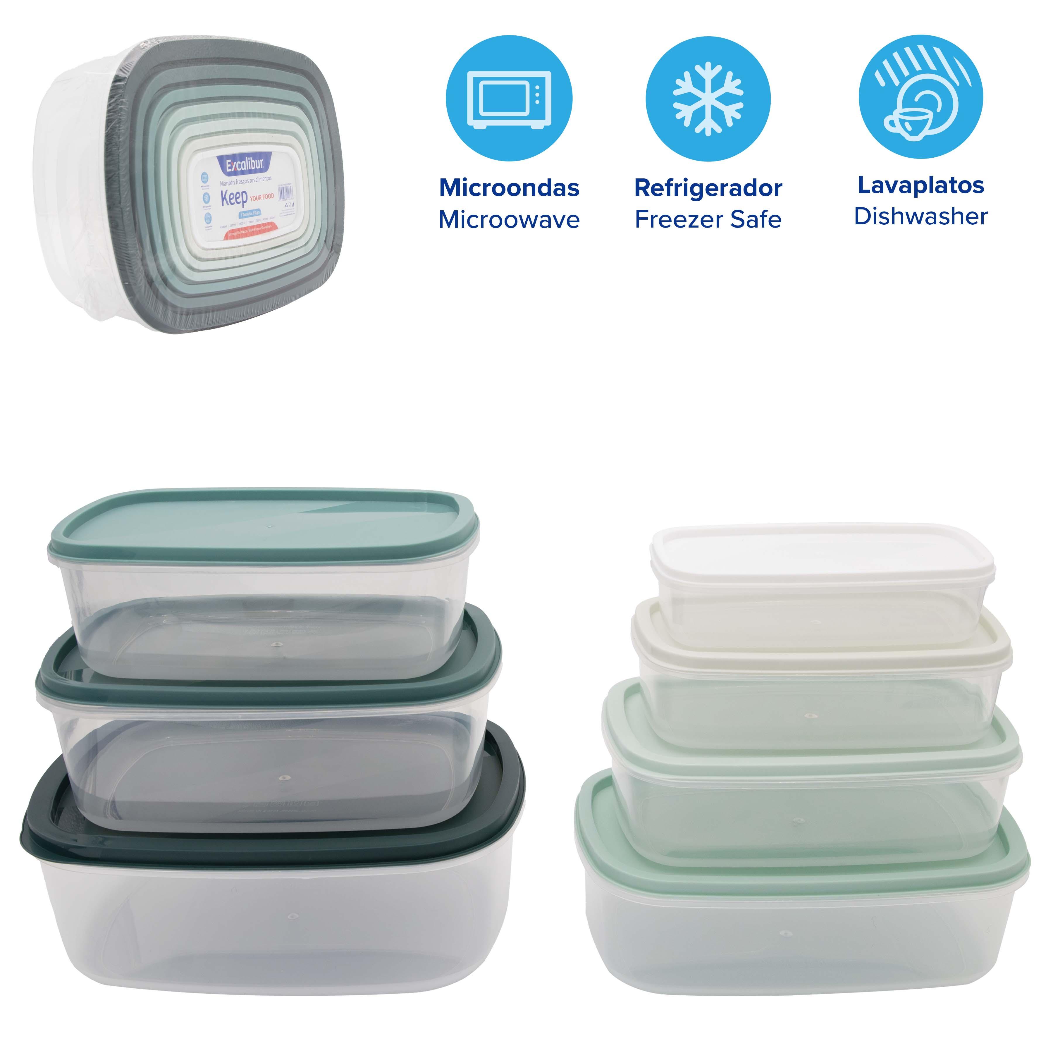 SET DE 7 ENVASES RECTANGULARES PLASTICOS CON TAPA G 0D