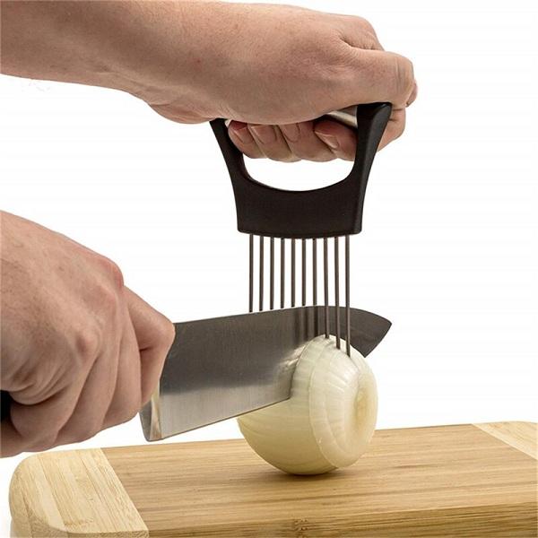 TENEDOR SOPORTE PARA CORTAR CEBOLLA VEGETALES ACERO G 0D