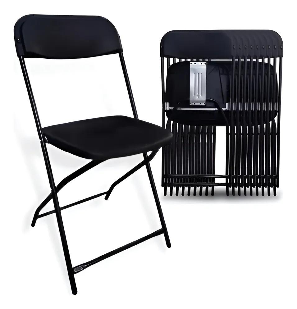 SILLA PLASTICA NEGRA PLEGABLE PORTATIL G0D