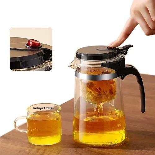 TETERA JARRA PARA EL TE CON FULTRI Y 4 TAZAS TRANSPARENTES G: 0D