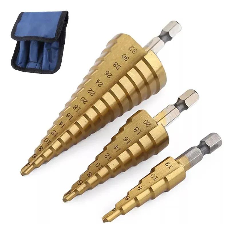 BROCAS DE METAL CONO PARA PLÁSTICO, MADERA 3 PIEZAS G 0D
