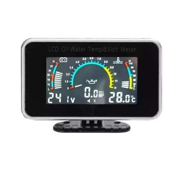 RELOJ MEDIDOR TRIPLE TEMPERATURA VOLTAJE ACEITE CARRO 12V 24V G 3D