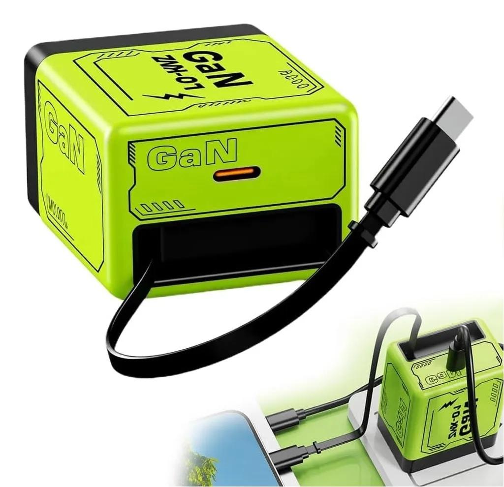 CARGADOR CARGA RAPIDA GAN 120W CON CABLE RETRACTIL G 3D