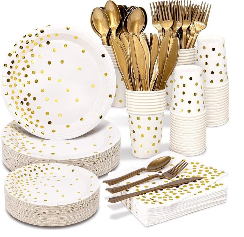 KIT DESECHABLES CUMPLEAÑOS PLATOS VASOS CUBIERTOS SERVILLETAS DECORADAS G0D