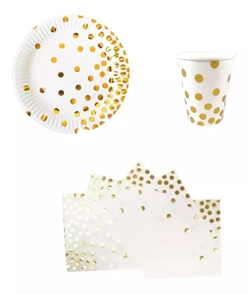 KIT PLATOS VASOS Y SERVILLETAS FIESTA DESECHABLES G0D
