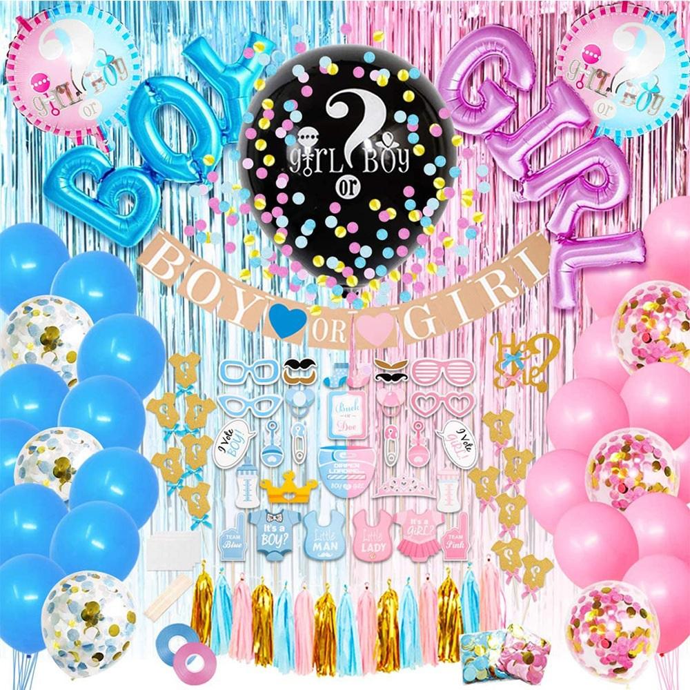 KIT DECORACION DE REVELACION DE SEXO GLOBOS CORTINA G0D