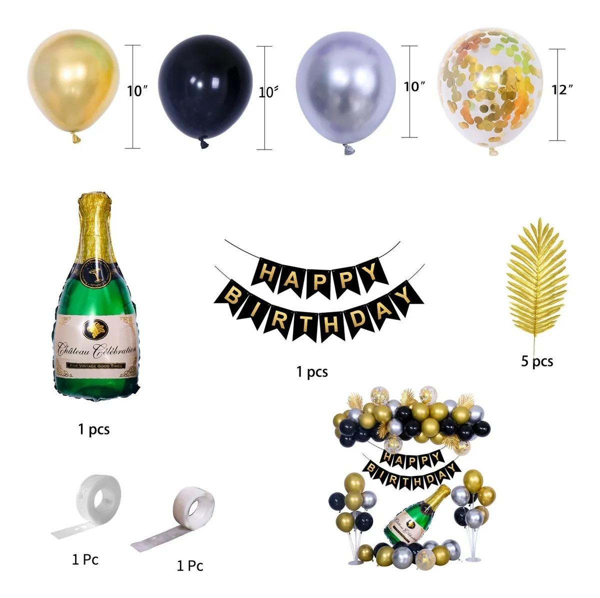 KIT DECORACION DE FIESTA ADULTO UNISEX GLOBOS BOTELLA CORONA G0D