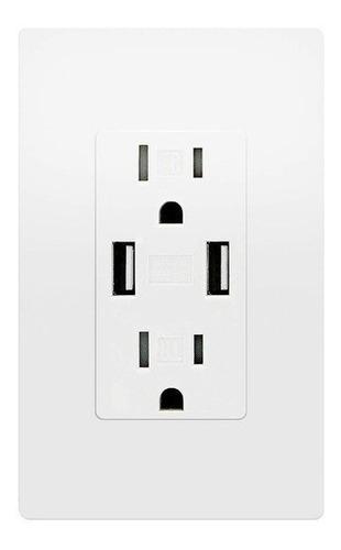 TOMA CORRIENTE DOBLE + 2 PUERTOS USB 5V 2100MA G:0D